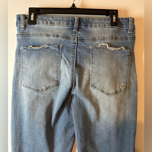 Indigo Rein 30WX32X 1/2 Distressed Flared Wide Leg Denim Jeans Light Blue - Picture 11 of 11